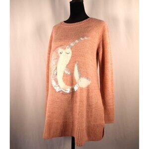 Lauren‎ Conrad Women's Narwhal Sweater Pink Sequin Embellished Knit Size Small